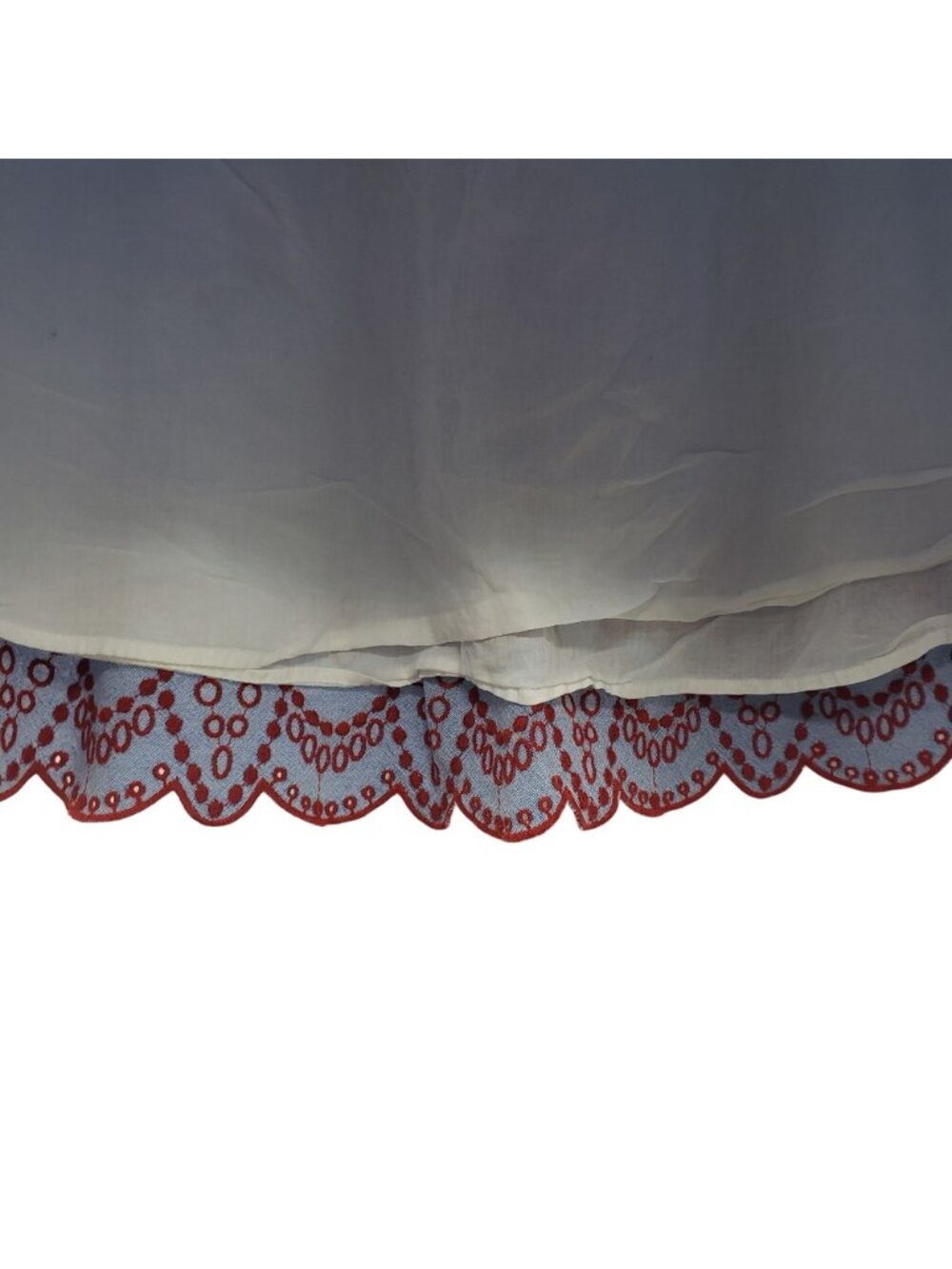 Vineyard Vines Blue Red Embroidered A Line Mini Skirt Chambray Flounce Pull On - Picture 9 of 9